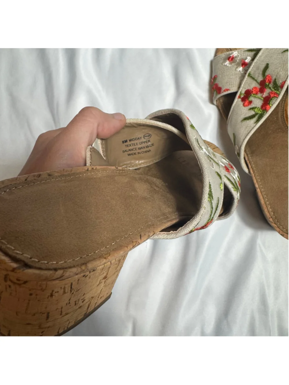 Women's A2 by Aerosoles Floral Embroidered Cork Wedge Sandals, Size 8, Beige